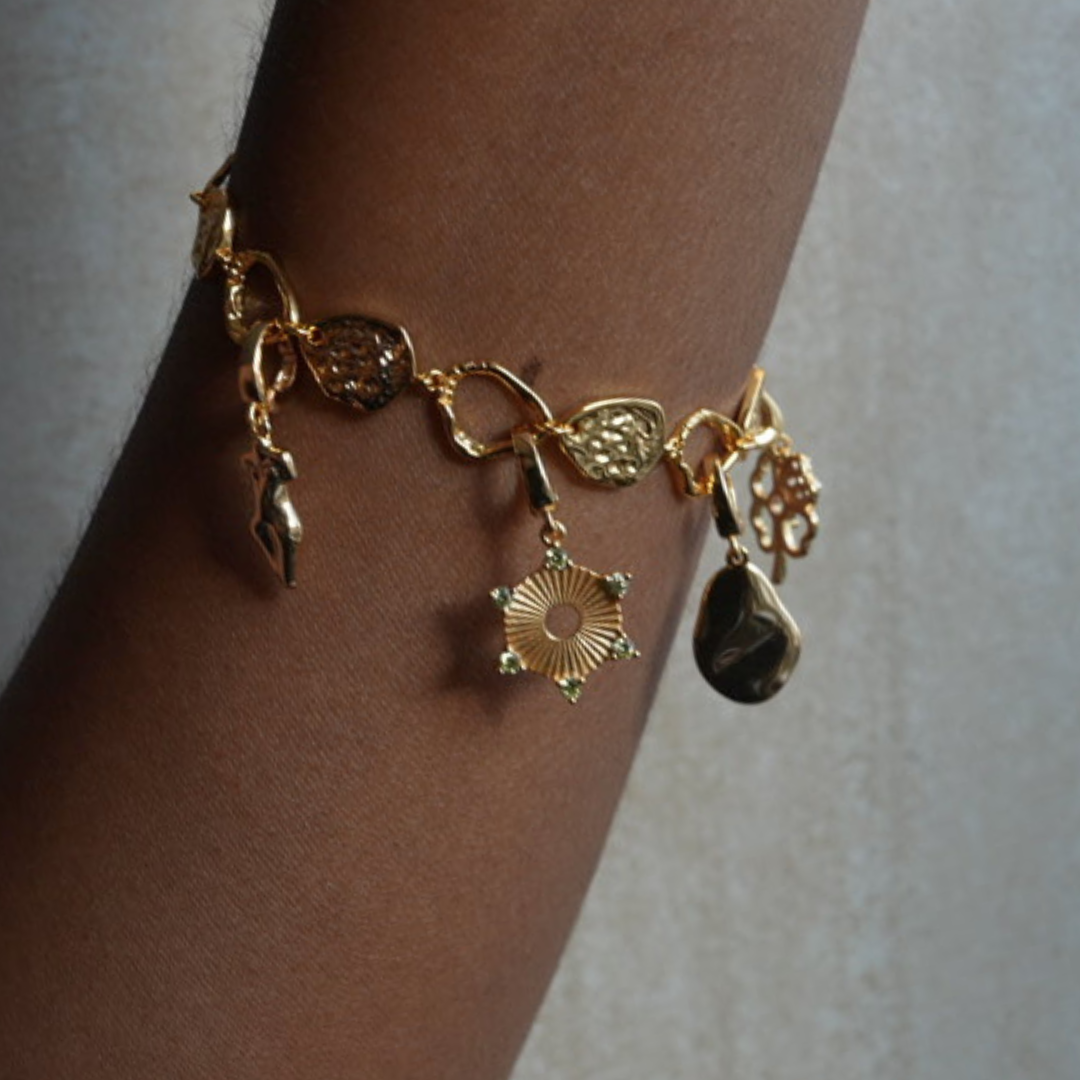 Circle fan charm on Verona Signature Bracelet