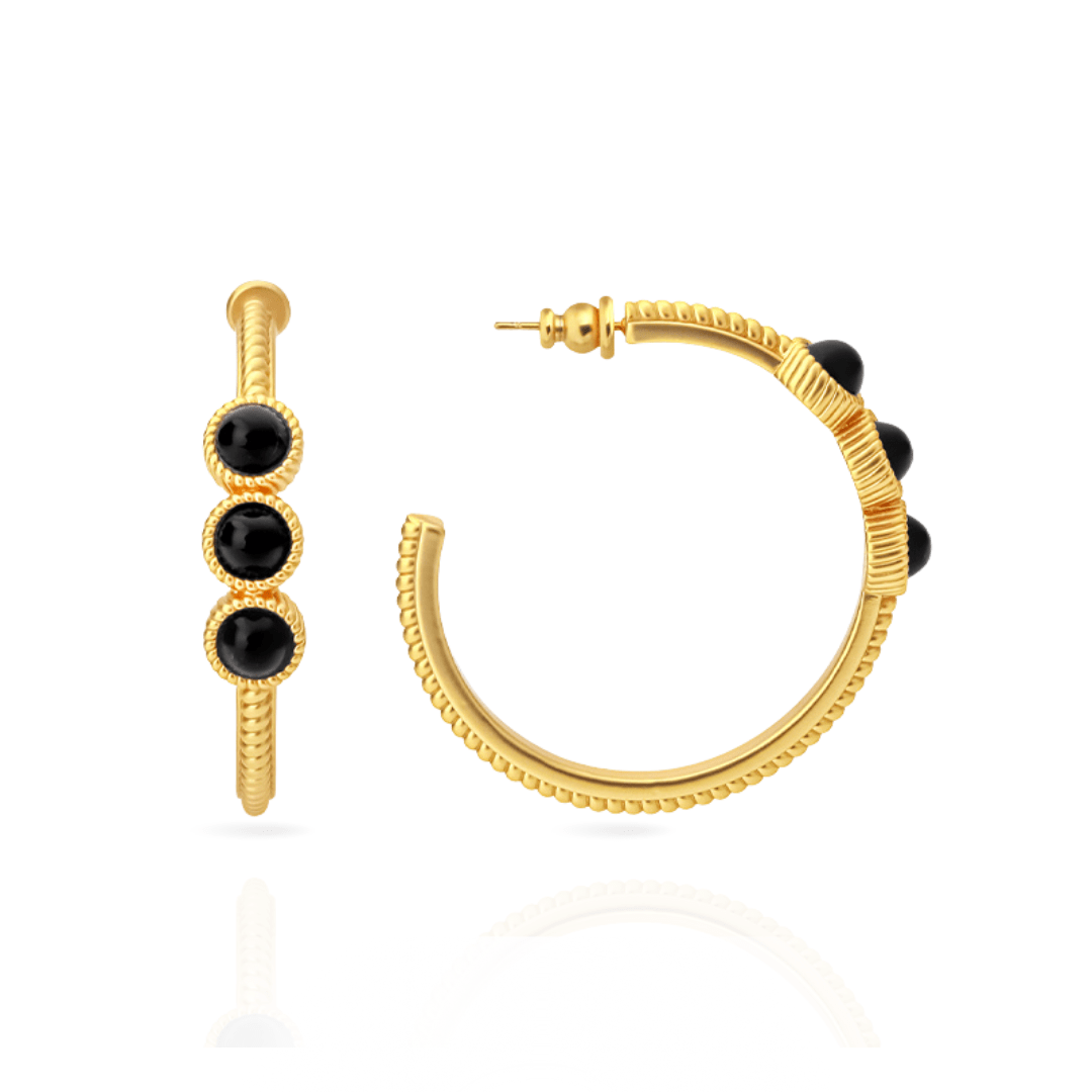Black Onyx Hoop Earrings - Grove & Vae
