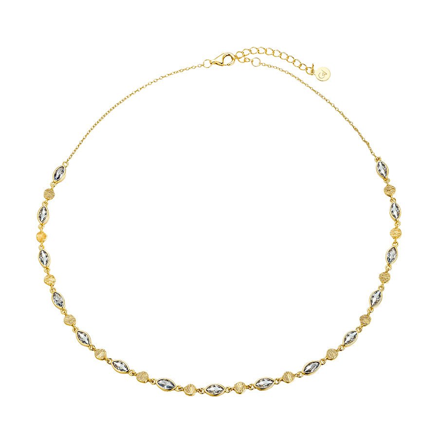 Evie Gemstone Choker Necklace - Aquamarine - Grove & Vae