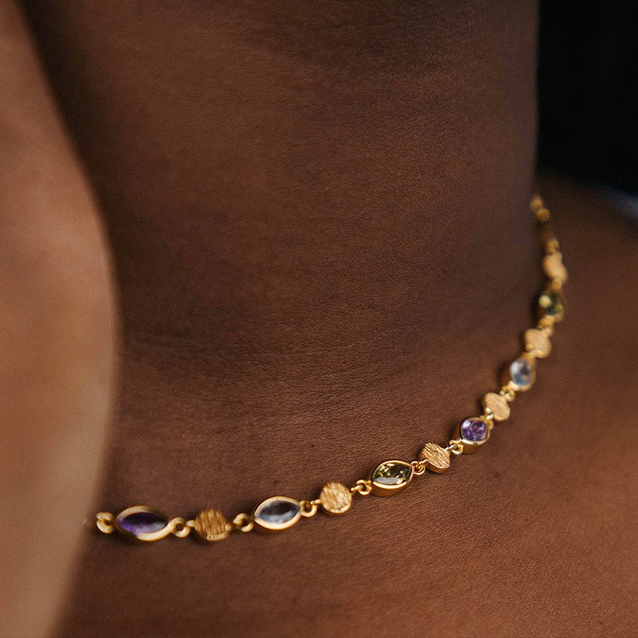 Evie Gemstone Choker Necklace - Multi Gemstone - Grove & Vae
