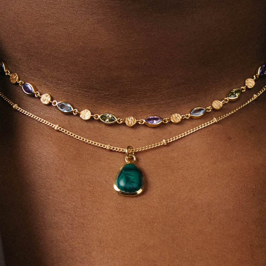 Evie Gemstone Choker Necklace - Multi Gemstone - Grove & Vae