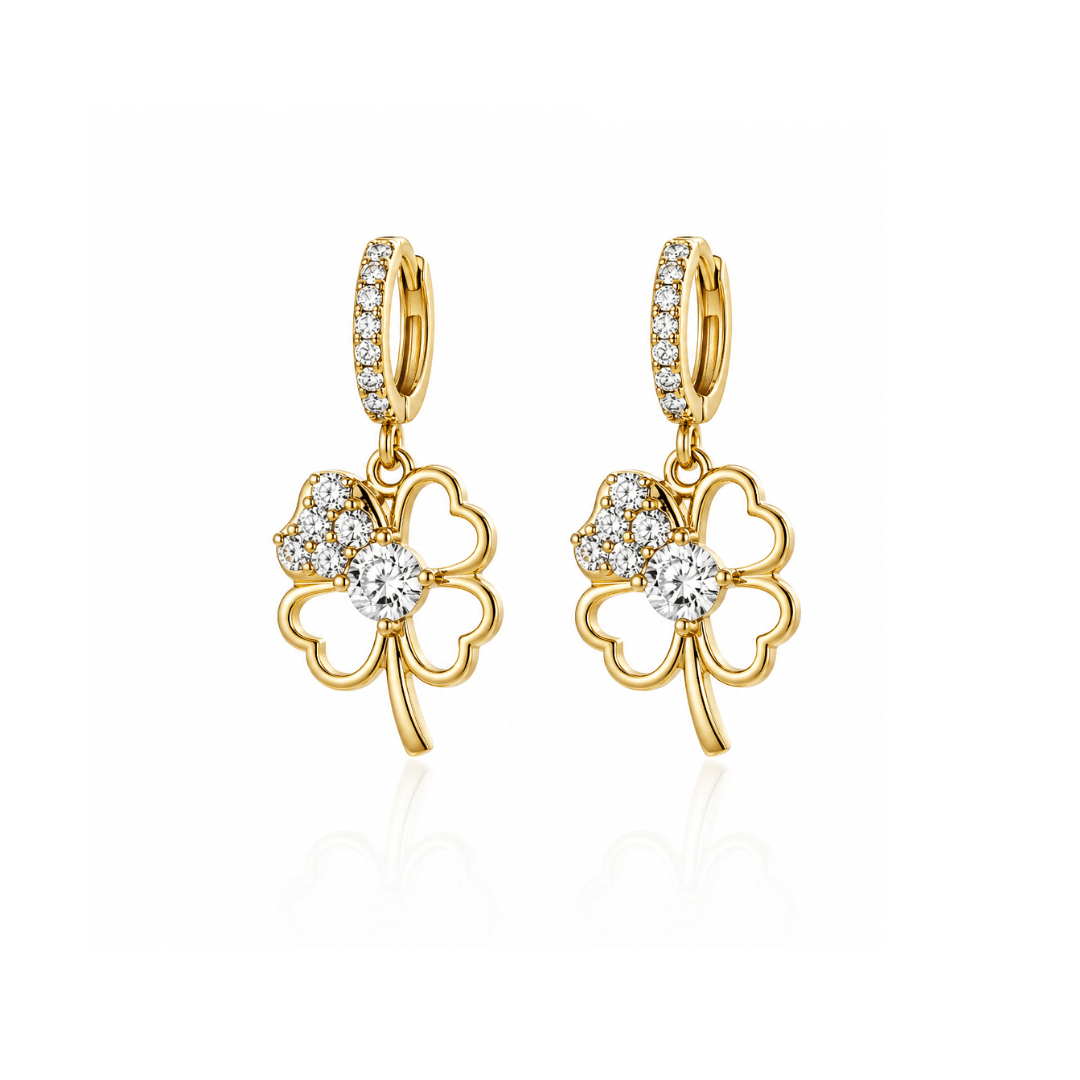 Four Leaf Clover Huggie Hoop Earrings - Grove & Vae