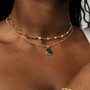Gemstone Choker & Malachite Necklace Set - Grove & Vae