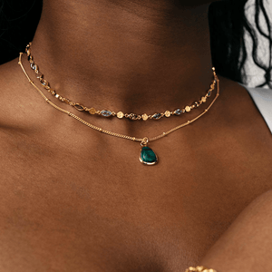 Gemstone Choker & Malachite Necklace Set - Grove & Vae