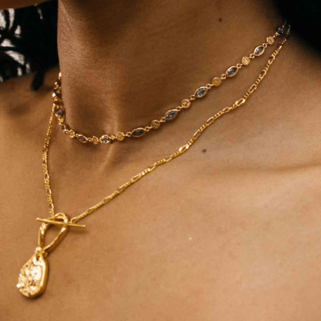 Verona Figaro T-Bar & Gemstone Necklace Set - Grove & Vae