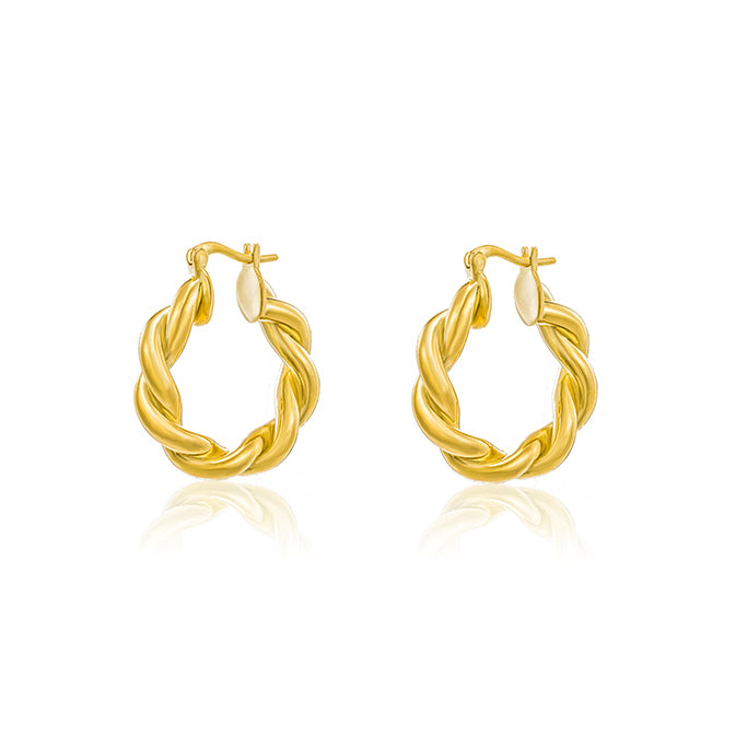 Gold Chunky Twist Hoop Earrings