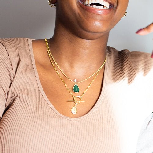 Maia Gold Malachite Necklace - Grove & Vae