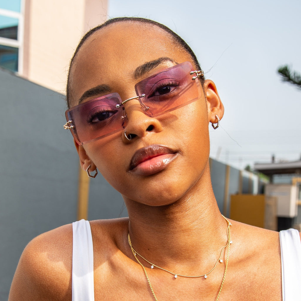 Silver Pave Hexagon Huggie Earrings - Grove & Vae