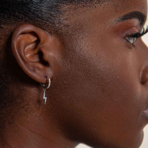 Strika Silver Lightning Huggie Earrings - Grove & Vae